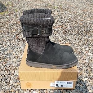 UGG Black Knit Buckle Boots
